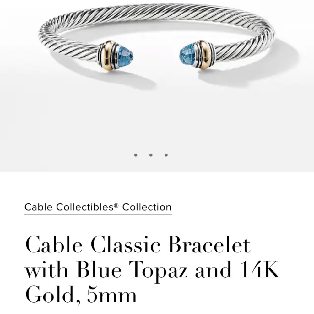 DAVID YURMAN BLUE TOPAZ Cable Classic Bracelet - Picture 1 of 9